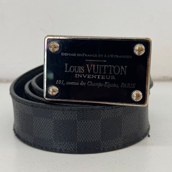 LOUIS VUITTON 2011 Inventeur Belt, Damier Graphite